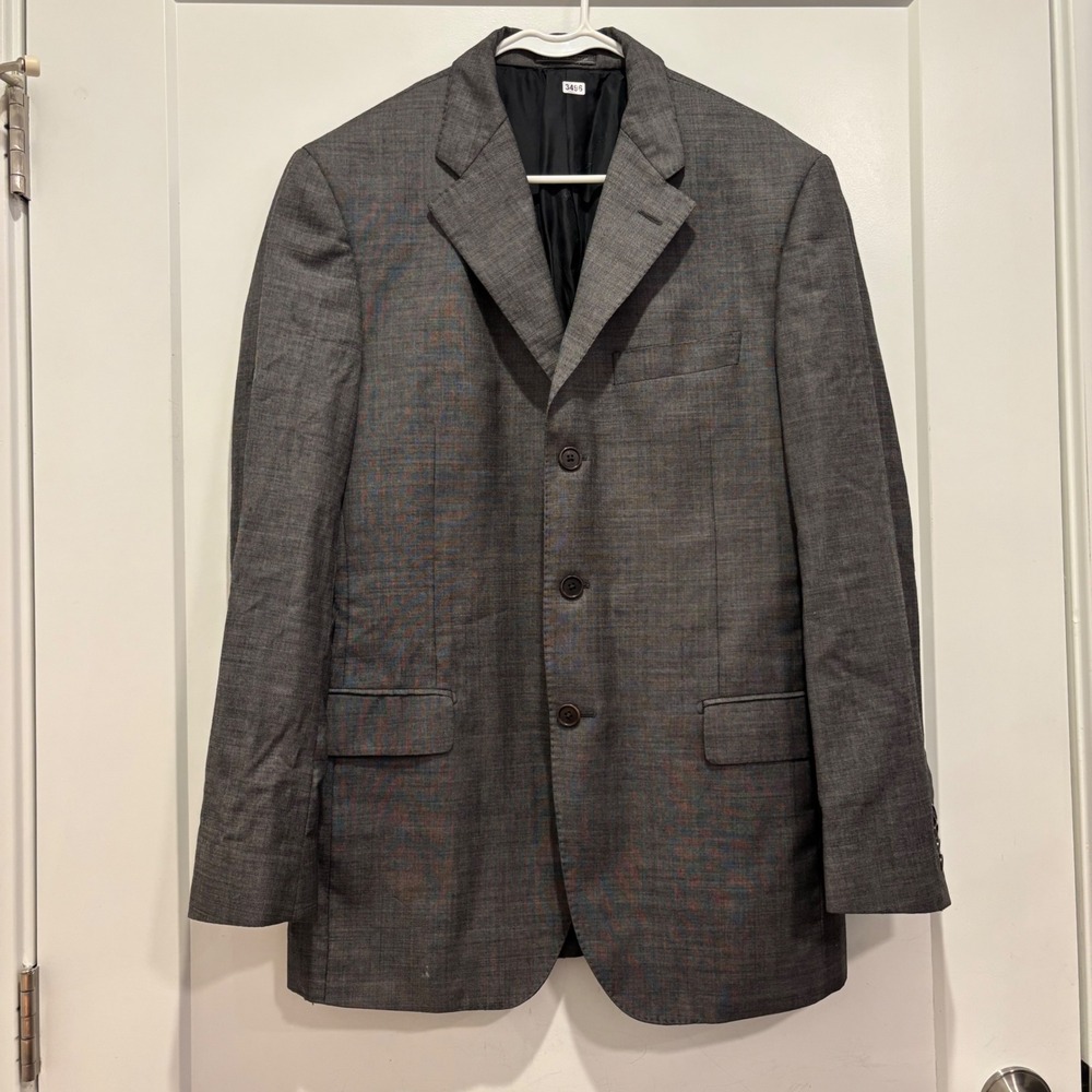 Salvatore Ferragamo Mens Grey 100% Wool 3-Button Blazer Sport Coat Made in Italy